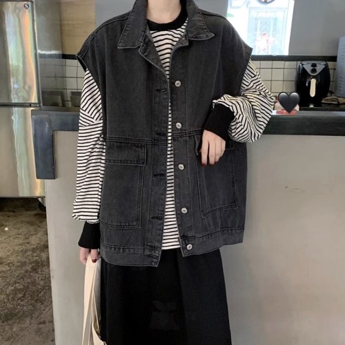 Korean version  spring and summer new denim vest trendy loose and versatile sleeveless outer vest vest for women