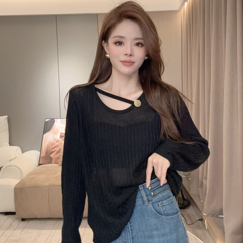 Autumn new Korean style knitted temperament autumn fashionable versatile knitted tops