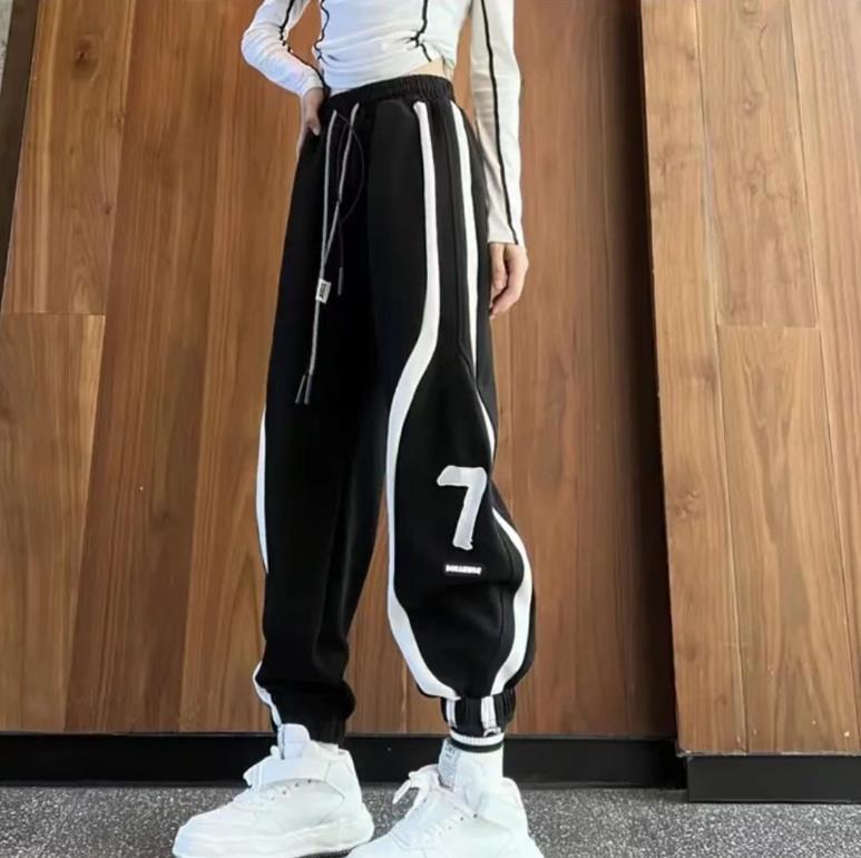 Spring new sweatpants women's 7-word casual striped sports pants