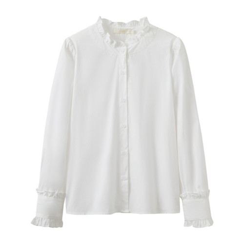 Real shot design niche slightly fat palace style shirt for women French design simple high-end shirt