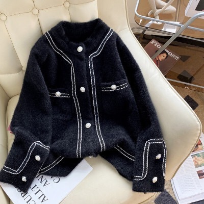 Xiaoxiangfeng Knitted Sweater Cardigan Jacket Women's 2024 Spring New Fashion Temperament Mink Velvet Versatile Top