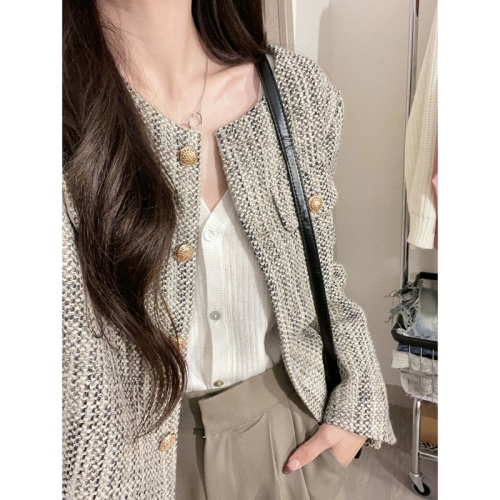 French high-end sense of small fragrance lady style jacket for women spring and autumn small temperament cardigan short top trendy ins