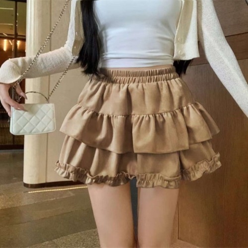 Real shot!  New Korean Style Puffy Princess High Waisted Versatile Little Cake A-Line Skirt