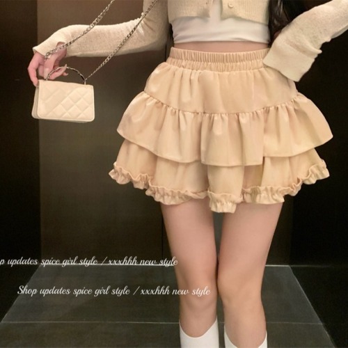 Real shot!  New Korean Style Puffy Princess High Waisted Versatile Little Cake A-Line Skirt