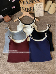 實拍~秋冬新款假兩件磨毛保暖吊帶背心撞色百搭打底衣