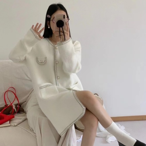 Large size new style loose small fragrance long-sleeved sweater for women French style foreign style high-end top