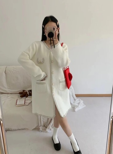 Large size new style loose small fragrance long-sleeved sweater for women French style foreign style high-end top