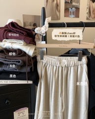 Actual shot ~ Korean style loose high-waist slimming drape casual pants for autumn and winter with added thickness composite straight-leg wide-leg pants