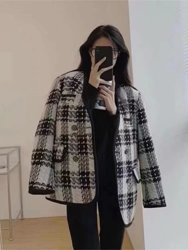 Xiaoxiangfeng tweed jacket versatile top 2024 high-end street style Xiaoxiangfeng tweed jacket