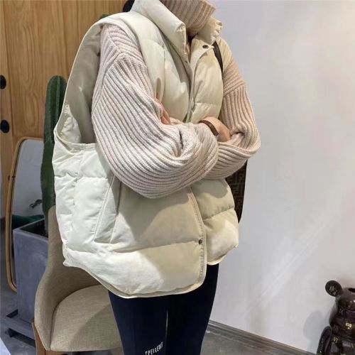 Fashionable cotton vest for women to wear outside in autumn and winter, loose and thickened waistcoat jacket for small people, trendy