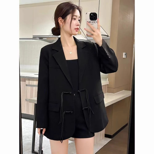 Large size 2024 spring new national style new Chinese button suit jacket for women with small design and versatile suit