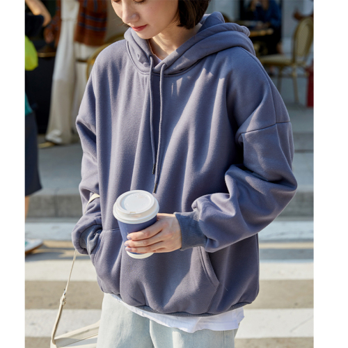 Real shot of hooded sweatshirt for women 2024 autumn new spring Korean style loose velvet thickened pullover top jacket trendy