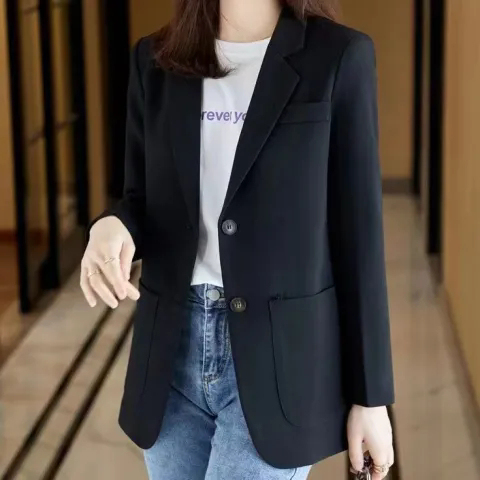 Blazer women's spring and autumn new Korean style loose and versatile student mid-length top casual small suit for women