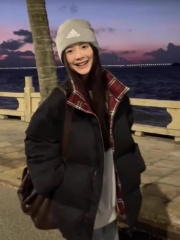 Black bread down jacket, women's autumn and winter new popular cotton-padded jacket, quilted jacket for small people