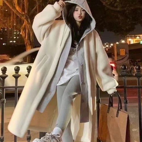 Korean chic autumn and winter new long coat sherpa versatile loose fashion coat ins trend