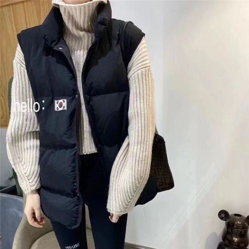 Fashionable cotton vest for women to wear outside in autumn and winter, loose and thickened waistcoat jacket for small people, trendy