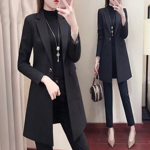 Women's plus size blazer spring and autumn new Korean style slim-fitting mid-length one-button fashionable and versatile small suit