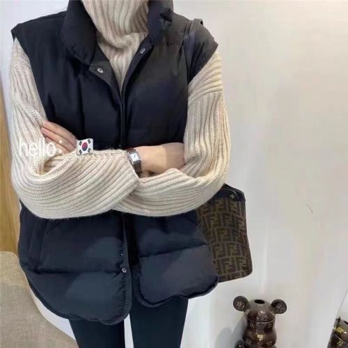 Fashionable cotton vest for women to wear outside in autumn and winter, loose and thickened waistcoat jacket for small people, trendy