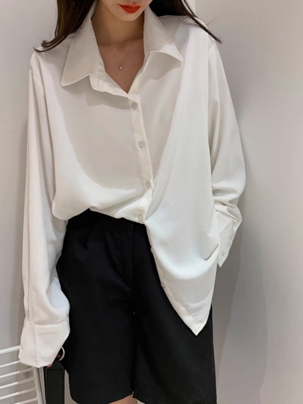 Korean style new long-sleeved loose chiffon shirt women's slim design thin shirt niche