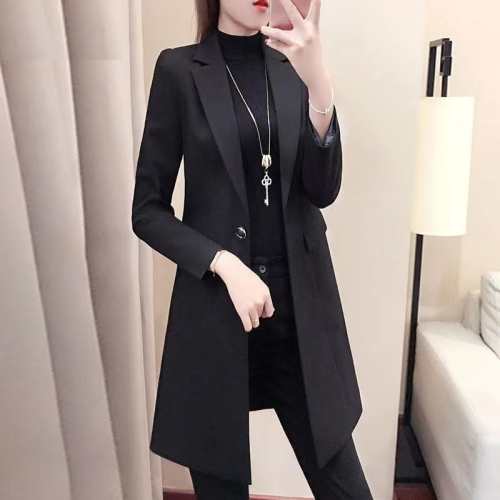 Women's plus size blazer spring and autumn new Korean style slim-fitting mid-length one-button fashionable and versatile small suit