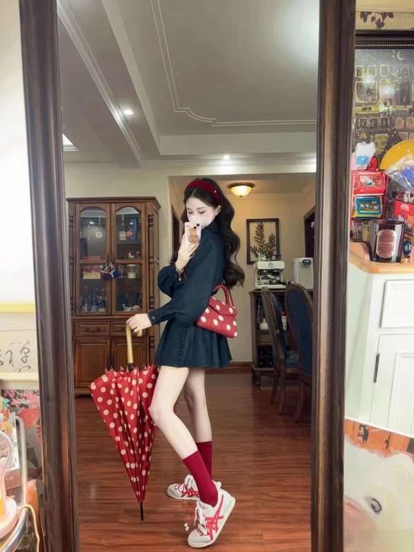 Early autumn Utopia senior wears retro denim shirt suit skirt women's early autumn new two-piece suit