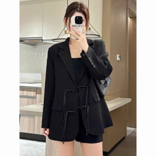 Large size 2024 spring new national style new Chinese button suit jacket for women with small design and versatile suit