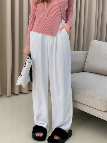 New style gray suit pants for women, high-end, slim, high-waisted suit pants, casual wide-leg pants