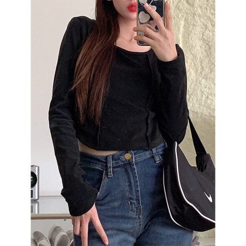 Double-sided German velvet bottoming shirt for women, autumn and winter velvet thickened top, long-sleeved T-shirt, fishbone line