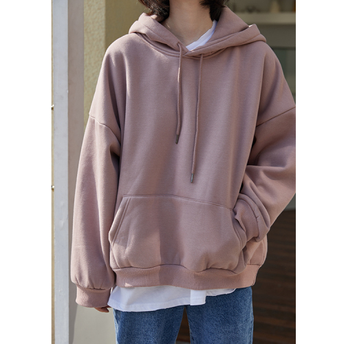 Real shot of hooded sweatshirt for women 2024 autumn new spring Korean style loose velvet thickened pullover top jacket trendy