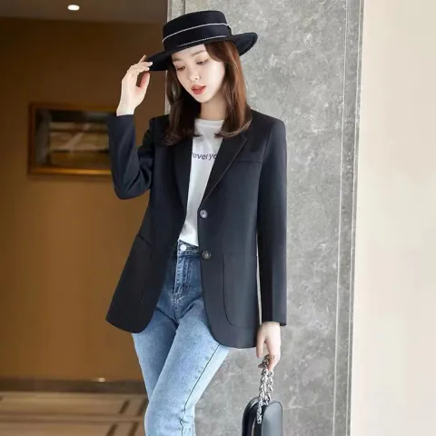 Blazer women's spring and autumn new Korean style loose and versatile student mid-length top casual small suit for women