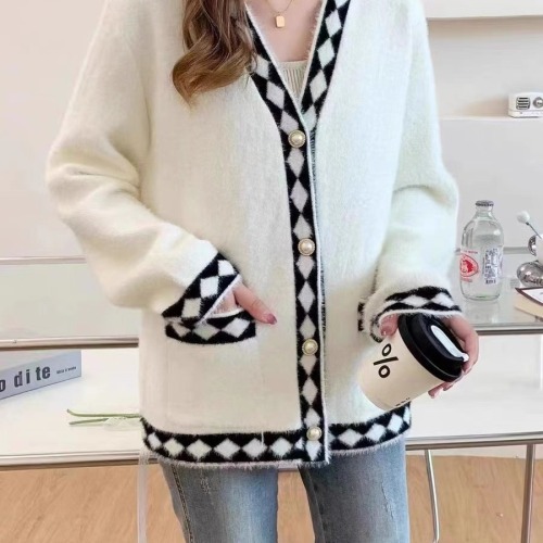 Xiaoxiangfeng coat women's autumn and winter 2024 new women's sweater mink velvet knitted cardigan loose outer wear versatile thick