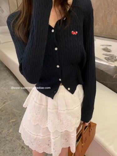 Korean style ins thin embroidered single breasted sun protection cardigan knitted top for outer wear