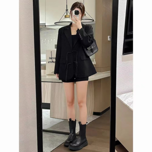 Large size 2024 spring new national style new Chinese button suit jacket for women with small design and versatile suit