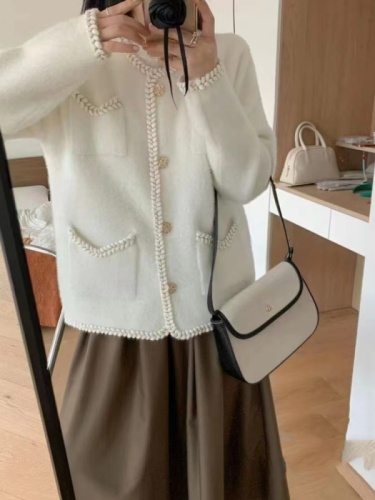 2024 early autumn new imitation mink fur coat for women with design sense single-breasted design knitted cardigan warm and soft waxy top