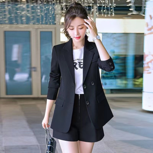 High-end black suit jacket for women early spring 2024 new design niche temperament casual small suit top