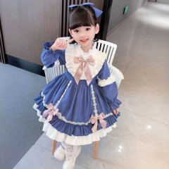Sweet Japanese Girl Lolita Princess Dress 2024 Autumn and Winter New Sweet Bow Girls Birthday Dress