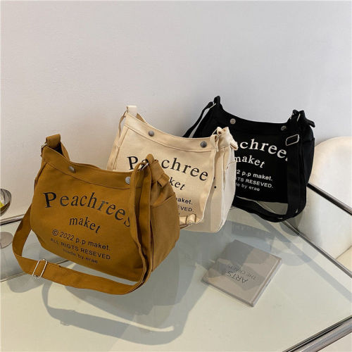 Broadband canvas large bag women's bag  new fashion style versatile large capacity single shoulder crossbody bag internet celebrity tote bag