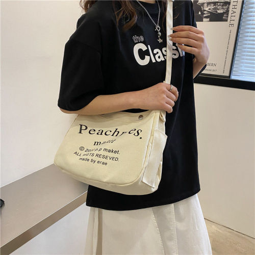 Broadband canvas large bag women's bag  new fashion style versatile large capacity single shoulder crossbody bag internet celebrity tote bag