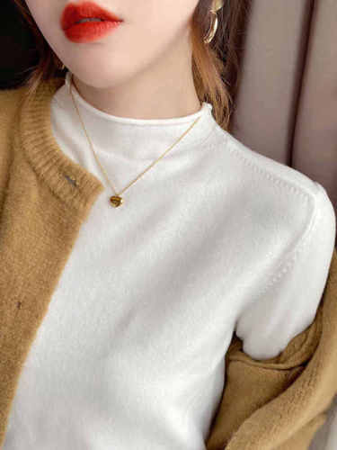 Large version of the new autumn and winter half turtleneck bottoming shirt for women with long-sleeved suit and windbreaker with a western style fashionable top