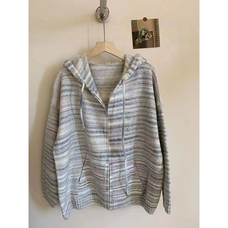 2024 Autumn and Winter Wool Cardigan Jacket for Women Korean Sweet Knitted Sweater Jacket Japanese Striped Sweater