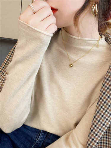 Large version of the new autumn and winter half turtleneck bottoming shirt for women with long-sleeved suit and windbreaker with a western style fashionable top