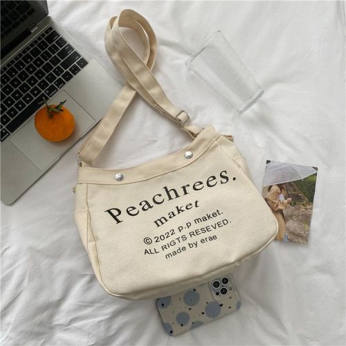 Broadband canvas large bag women's bag  new fashion style versatile large capacity single shoulder crossbody bag internet celebrity tote bag