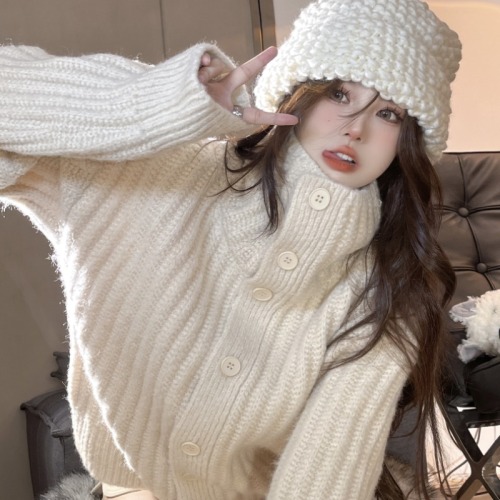 Breast fufu gentle lazy style turtleneck sweater women's autumn and winter new loose and high-quality temperament knitted soft waxy top