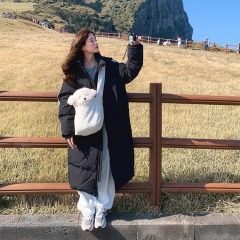 Milk fufu down jacket for women 2024 new winter cotton coat Korean style sweet three stripes mid-length cotton coat bf