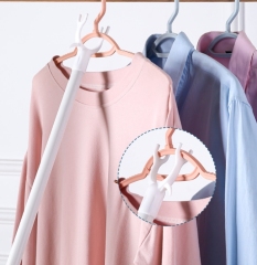 Retractable clothes drying fork balcony clothes drying fork clothes drying rod portable clothes support rod clothes fork wholesale solid color plastic pick rod