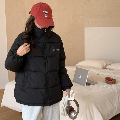 Actual shot of 2024 Korean Dongdaemun original bread jacket for women with stand-up collar, short down jacket, autumn and winter cotton jacket