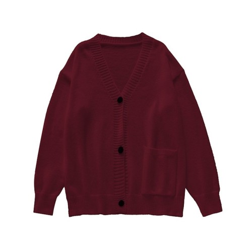 Christmas red sweater jacket for women in autumn and winter new style loose soft and waxy lazy style knitted cardigan outer wear top thickened