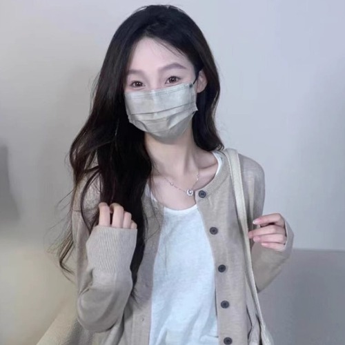 French lazy style short sweater knitted cardigan jacket for women early autumn 2024 new thin long-sleeved top