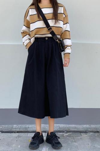 Actual shot ~ Workwear style skirt for women 2024 new autumn high waist slimming elastic waist mid-length A-line skirt