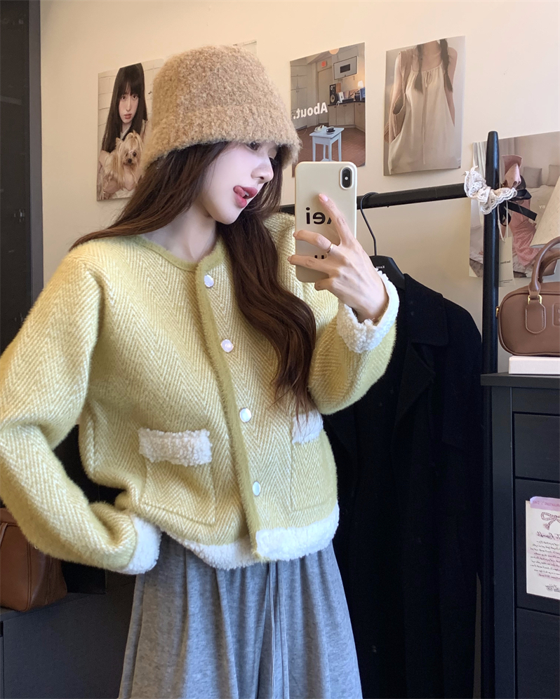 Photographed 2024 New Chloé Style Loose Short-Sleeve Cardigan Wool Knit Outerwear for Women